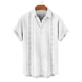 thumbnail image 4 of Mens Tops Plus Size Short Sleeve Lapel Button Up Solid Color Casual Summer Shirt White S, 4 of 6