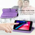 thumbnail image 6 of for iPhone X/XS Case for Women,Cute Wallet Case with Zipper Pocket Purse Flower Embossed PU Leather Card Slots Wrist Strap Flip Folio Protective Phone Cover for iPhone X/XS, Purple, 6 of 15