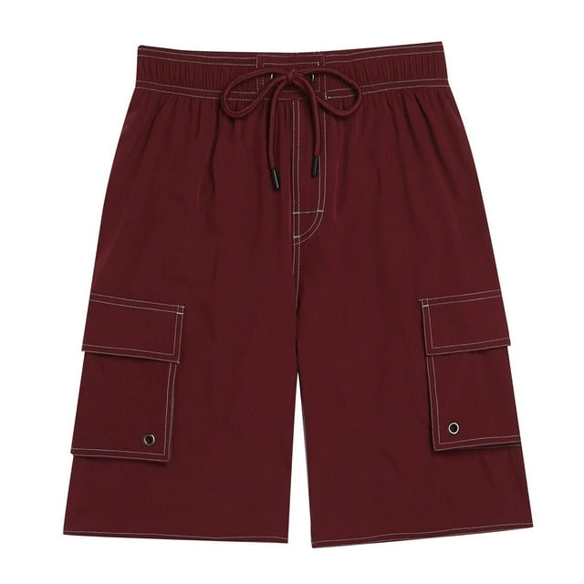 Pantalones Cortos para Hombre de Cintura Elástica con Bolsillos Pantalones de Verano Casuales de Color Sólido, Poliéster Ligero de Moda para la Playa, la Natación Y el Uso Diario