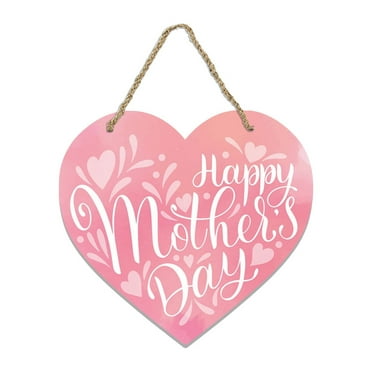 Bouanq Front Door Welcome Sign - Creative Heart-Shaped Happy Mother'S Day Sign Home Door Wall Decor