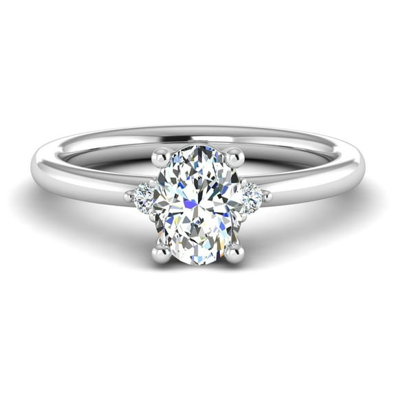 Empire Jewelry 1.9 Ct Oval Cut Moissanite Criss Cross Ring - 14K White Gold Plated Anniversary Ring for Women - Engagement Proposal Ring - Wedding Gift for Wife