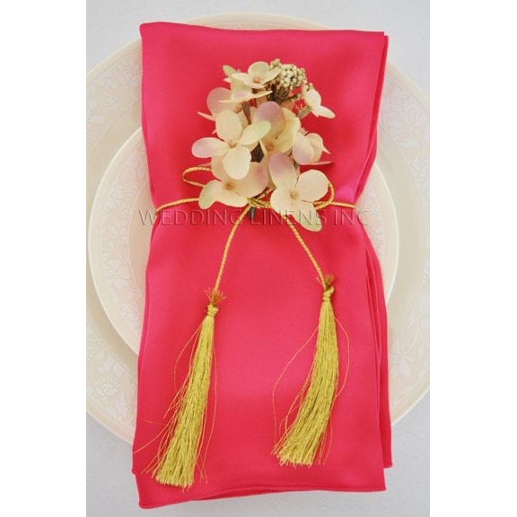 Wedding Linens Inc. (10pcs) 20'' x20" Satin Table Napkins for wedding Party Decoration events - Fuchsia
