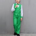 thumbnail image 2 of ZACPNCV Boys Suits Set Vest Pants Dress Shirt and Tie for Toddler Kids Formal Dresswear Green 9-10 Years, 2 of 5