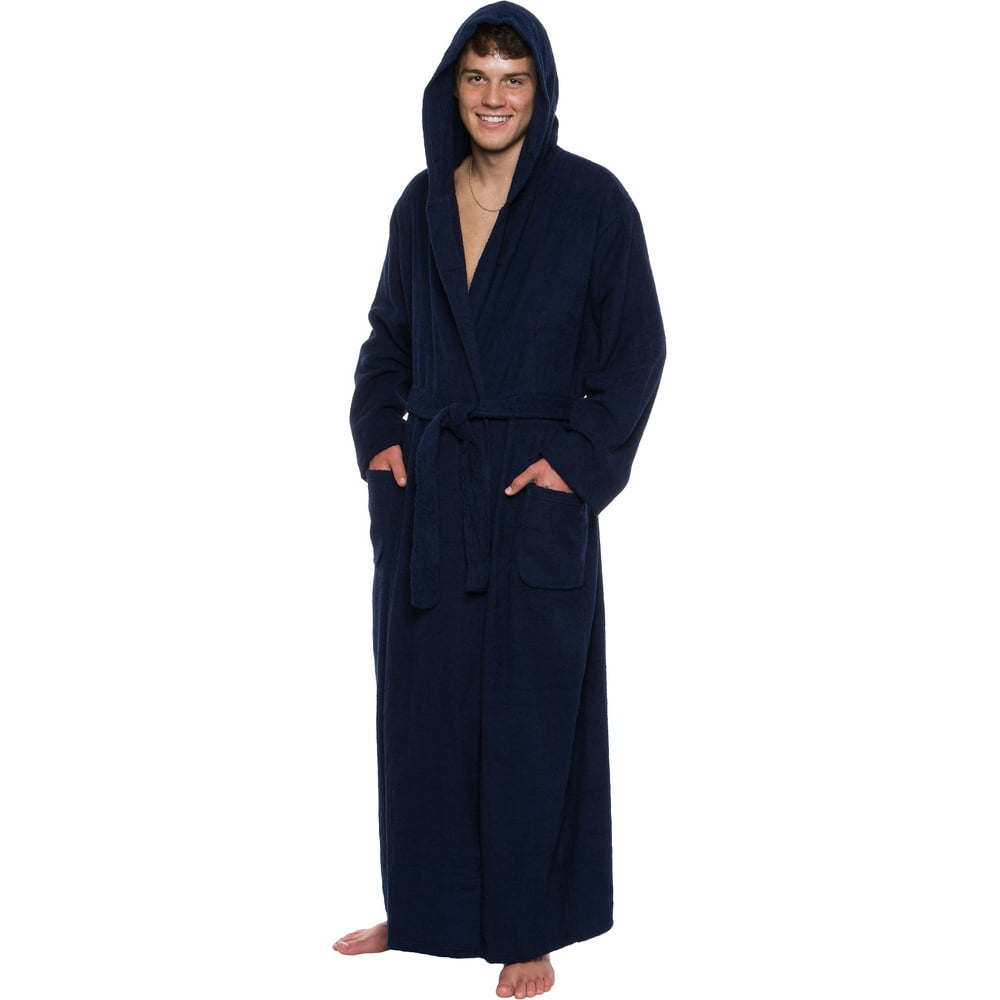 Ross Michaels Men's Big & Tall Cotton Terry Hooded Robe Lightweight