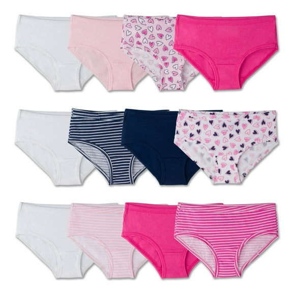 Fruit of the Loom Underwear Assorted Cotton Hipster Panties, 12 Pack Sizes 4 - 14
