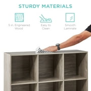 Best Choice Products 9-Cube Bookshelf, 11in Display Storage Organizer w/ 3 Removable Back Panels - Greige
