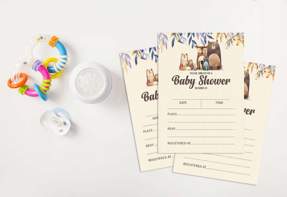 Inkdotpot 30Jungle Animals Baby Shower Invitation Cards Gender Neutral Fill In Blank Invites