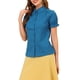 thumbnail image 4 of INSPIRAR CHIC Blusas de Algodón con Cuello Peter Pan y Botones Vintage para Mujeres Chic Teal L, 4 of 7