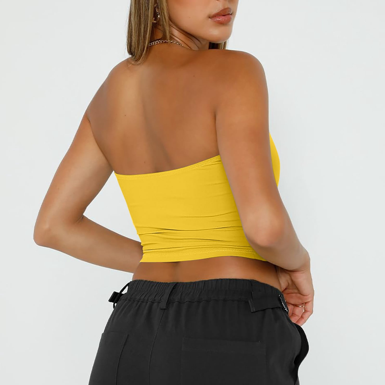 yellow bandeau top