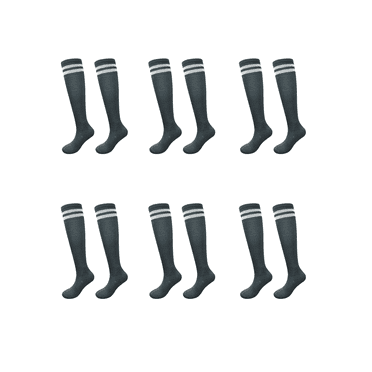 AUQ 6Pcs Soccer Socks,Moisture-Resistant Youth Soccer Socks,Non-Slip Supportive Soccer Shin Guards,Black