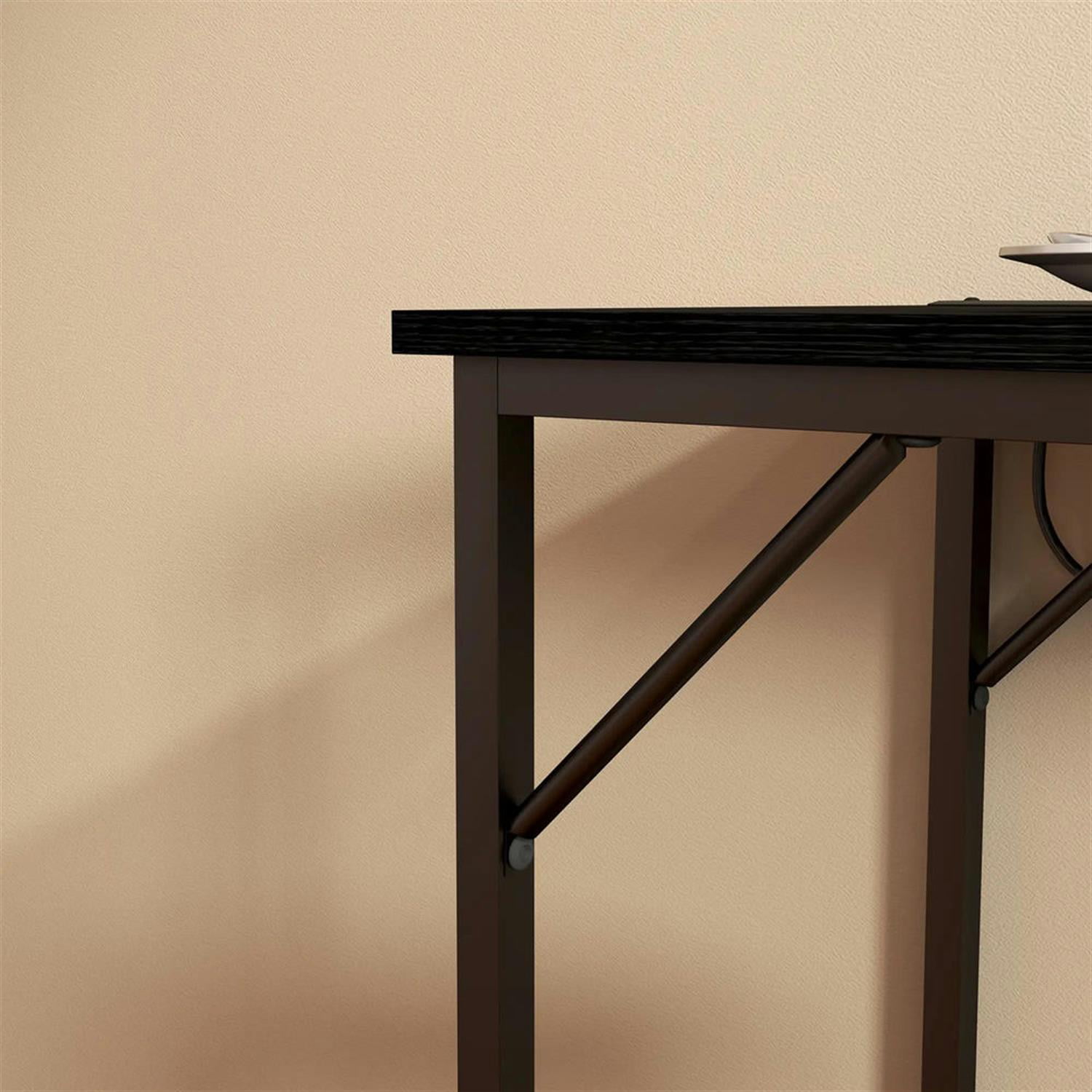 Demi Bonn 70"dustrial Bar Tables with Charging Station, Steel Rectangular Bar Height Pub Table for 4 to 6 People for Dining Room, Home Office, Black