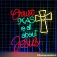 thumbnail image 2 of Glowneon Christmas Is All About Jesus Neon Sign, Christmas Quote LED Sign, Cross Heart Neon Light, 2 of 4