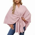 thumbnail image 4 of Elegant One-Shoulder Cape Poncho, Soft V-Neck Batwing Sleeve Wrap for Women,One Size Fits All,3, 4 of 53