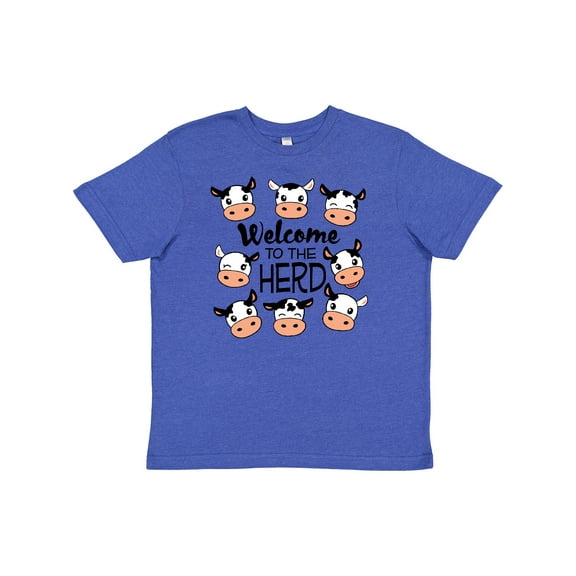 Inktastic Welcome to the Herd with Cute Black and White Holstein Cows Youth T-Shirt