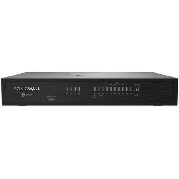 SonicWall TZ280P Network Security/Firewall Appliance - Intrusion Prevention - 8 Port - Gigabit Ethernet - 2.50 Gbit/s Firewall Throughput - MD5, AES (128-bit), AES (192-bit), AES (256-bit), SHA-256...