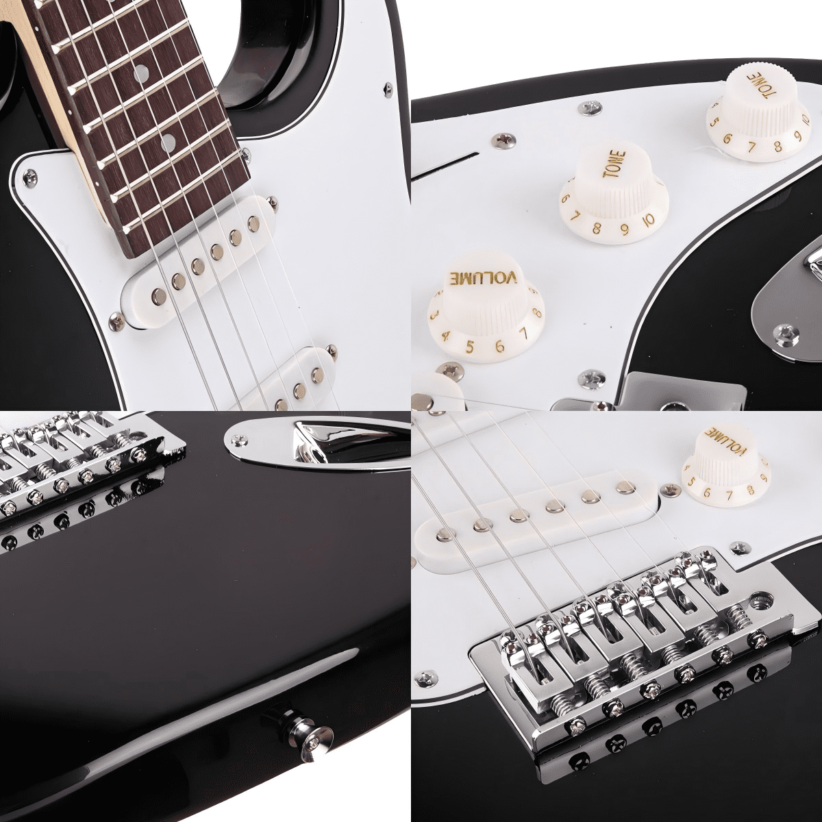 6-String Electric Guitar with 22 Frets, Rosewood Fingerboard, Basswood Body, Guitar Bag, Shoulder Strap, Tremolo Arm (Black)