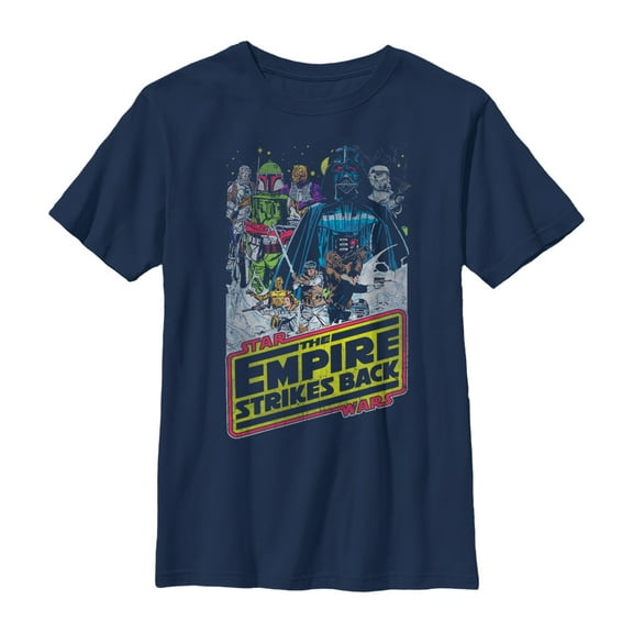 Boy's Star Wars Empire Strikes Back Graphic Tee Navy Blue Large