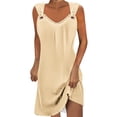 thumbnail image 2 of Women Sleeveless Tank Dress Solid Casual Mini Dress Summer Beach Dress Sundress Beige L, 2 of 5