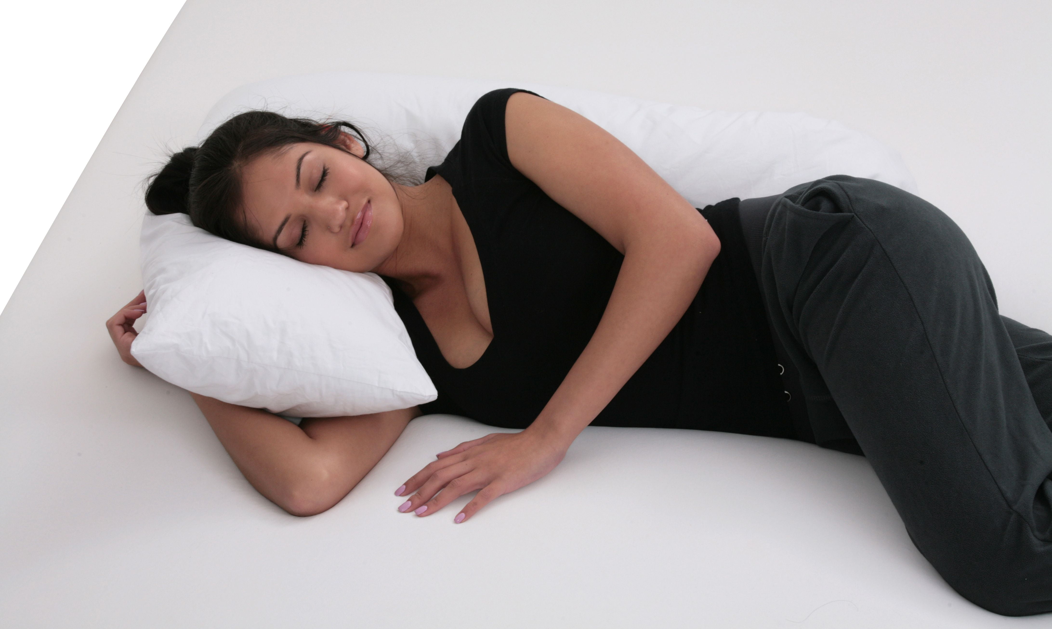 L Shaped Long Body Pregnancy Pillow with Neck Support for Side Sleeping -  Bed Bath & Beyond - 10812283