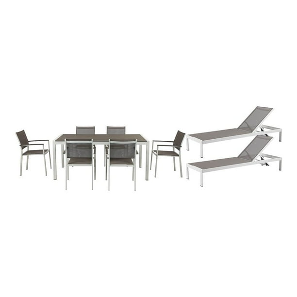 Pangea Home David 9piece Modern Aluminum Patio Dining Set in White