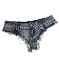 thumbnail image 3 of 2023 nuevas mujeres Sexy cintura baja agujero vaquero con fleco pantalones cortos Jeans Tanga corto femenino, 3 of 5