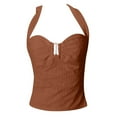 thumbnail image 3 of Ladies' Sexy Backless Navel Lace-Up Solid Color Top - Polyester Material - S-L Sizes, 3 of 5