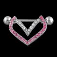 thumbnail image 2 of Joyería piercing del anillo del pezón de la decoración del diamante artificial de la forma del corazón de la moda (rosa blanco), 2 of 3