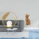 thumbnail image 2 of Escultura de gato con bola de cristal, figura de resina metálica, adorno de escritorio para interiores, estatua coleccionable para pasillo, chimenea,, 2 of 8