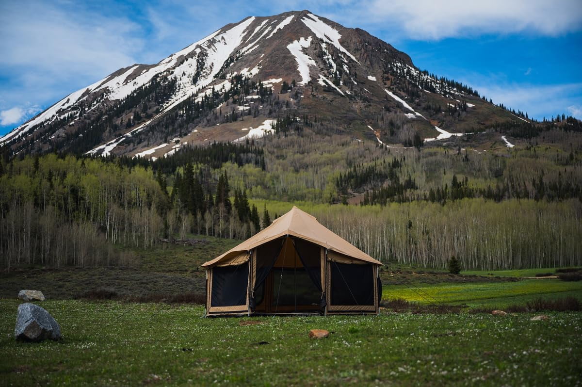 WHITEDUCK Altimus Canvas Tent With Stove Jack , Waterproof, 4 Season Luxury Camping and Glamping Tent Outdoor (Sandstone Beige, Water Repellent, 14')