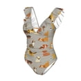 thumbnail image 4 of Yiaed Cute Dog Print Women's Ruffled One Piece Swimsuit V Neck Swimwear Slimming Monokini for Woman-Large, 4 of 8