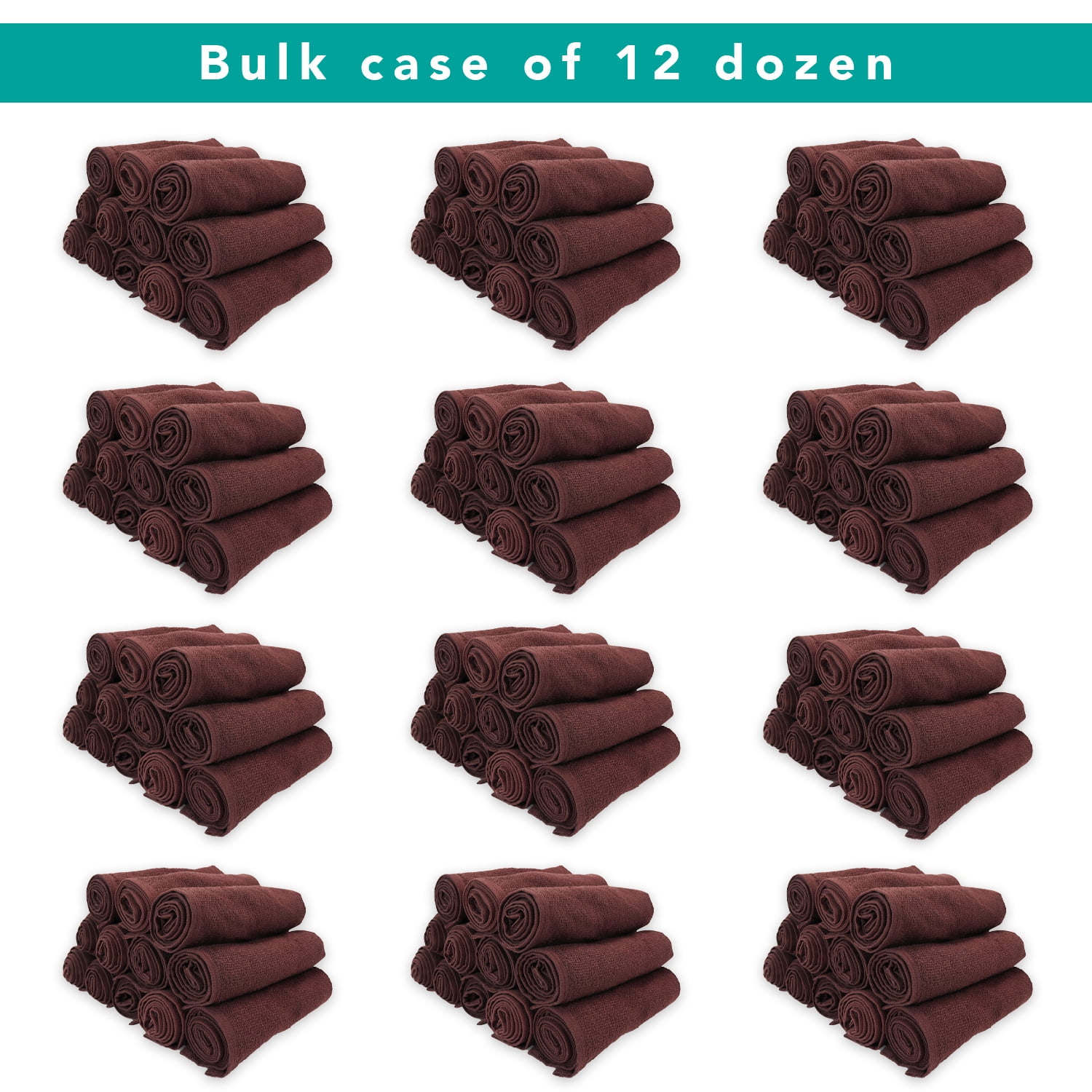 Arkwright Bleach Safe Sr. Salon Towels - 100% Ring Spun Cotton Hand Towel for Spa - (Bulk Case of 144) Brown
