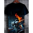 thumbnail image 3 of Men's Flame Drummer Printed T-Shirt - Lightweight Summer Crew Neck Short Sleeve T-Shirt with Drum Pattern, Comfortable Casual Edition, Suitable for Home, Restaurant and Leisure, Machine Washable, 3 of 6
