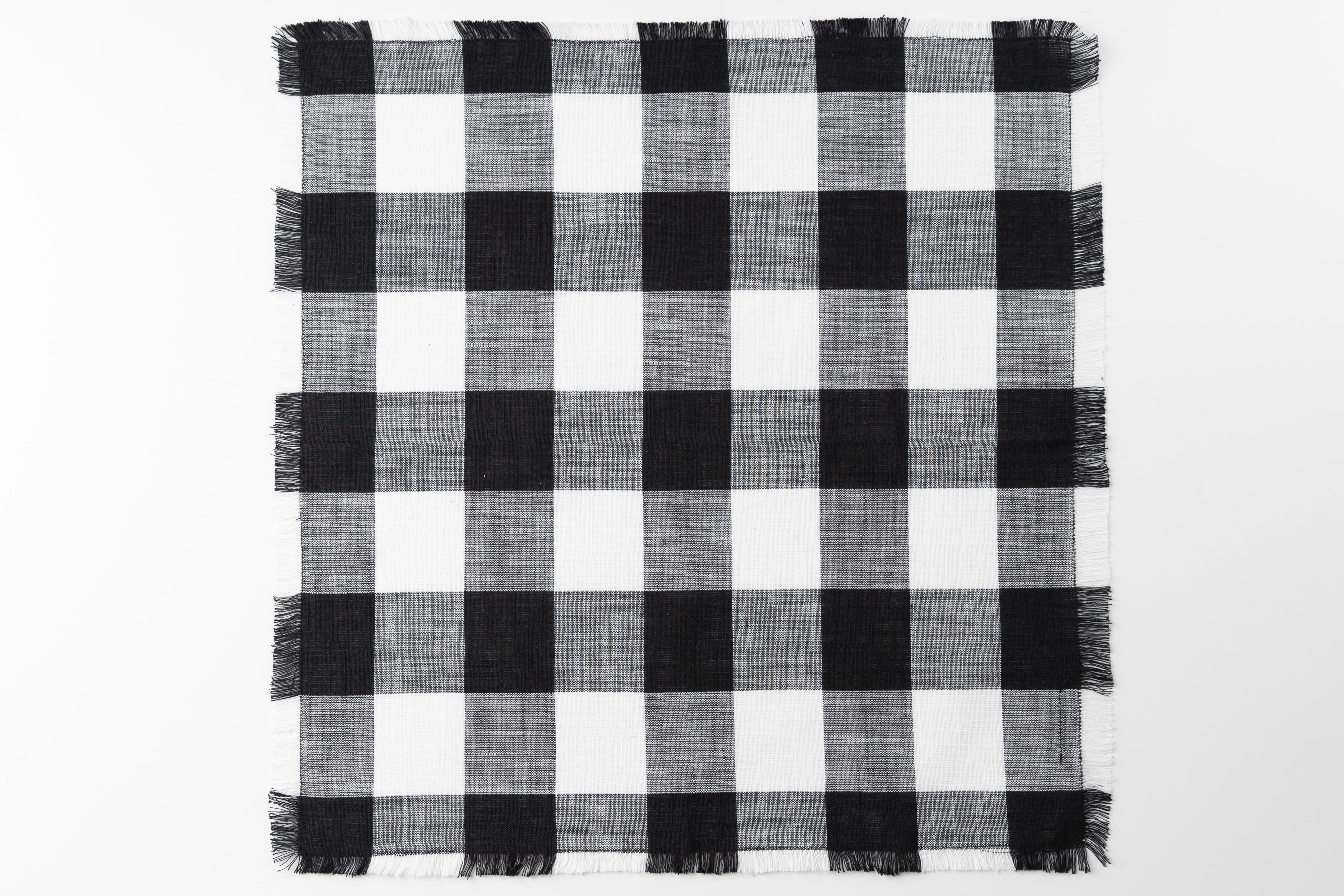 Mainstays Buffalo Plaid Woven Cotton Napkin, 4 Piece, Black and White