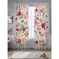 thumbnail image 2 of Pink Flowers Sheer Curtains 96 Inch Length 2 Panels Set, Spring Farmhouse Floral Leaves Vintage Voile Window Treatment Semi Sheer Long Curtains Drapes for Bedroom/Living Room/Kitchen 52"x96"x2, 2 of 7