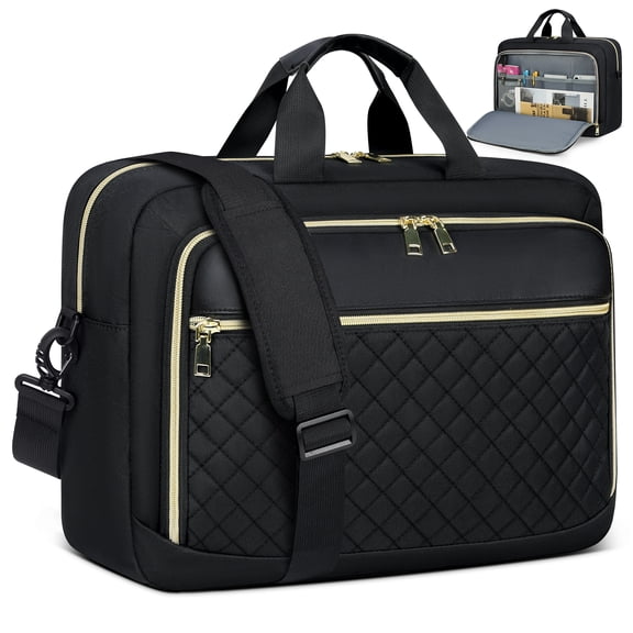 RAINSMORE Laptop Bag 17.3 Inch Laptop Briefcase for Women Men Waterproof Shoulder Messenger Bag Large Computer Bag for Business Office Work College,Black