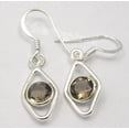 thumbnail image 2 of SilverStarJewel 925 Sterling Silver Faceted Brown Smoky Quartz Well Made Earrings 1.3" Nouveau, 2 of 3