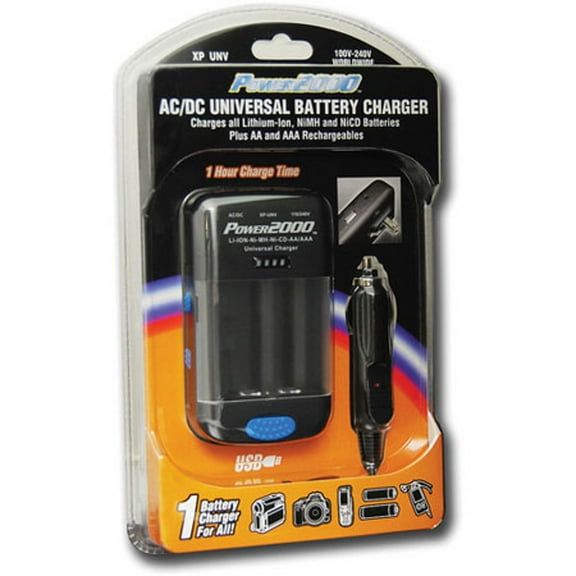 Power2000 XP-UNV AC/DC Universal Battery Charger for all Li-Ion, NiMH, NiCD plus AA & AAA Batteries