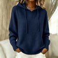 thumbnail image 2 of WULMLEO Womens Knit Hooded Sweater 2026 Fall Winter Long Sleeve Oversized Lightweight Pullover Casual Tops Navy M, 2 of 9