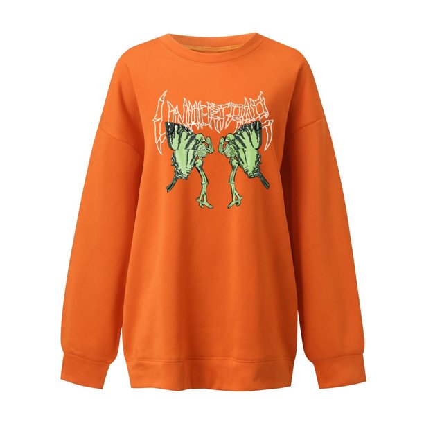 Blusa holgada de manga larga con estampado de otoño a la moda de Halloween para mujer, jersey informal de cuello redondo, Tops, sudadera Fridja bvmnju6823