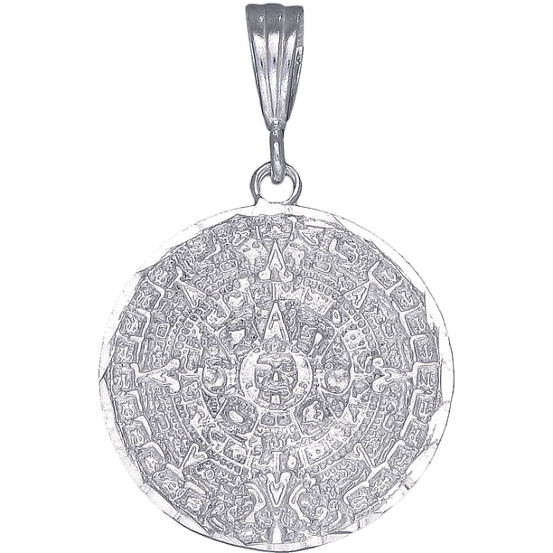 sterling-silver-aztec-calendar-mayan-sun-charm-pendant-necklace-with-diamond-cut-finish-and-24-inch-figaro-chain-walmart-com