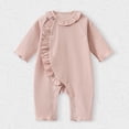 thumbnail image 4 of SERTG Baby Girls Ruffle Neck Bodysuit Long Sleeve Jumpsuit Lightweight Cotton Everyday Wear Snap Closure Comfort Fit Infant One-Piece Outfit(Pink,3-6 Months), 4 of 7