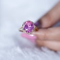 thumbnail image 6 of Rosec Jewels Lab Grown Pink Sapphire Oval Engagement Ring with Diamond - 10X12 mm - Vintage Style Ring - AAAA Quality Certified, 14K Yellow Gold, US 12.00, 6 of 8