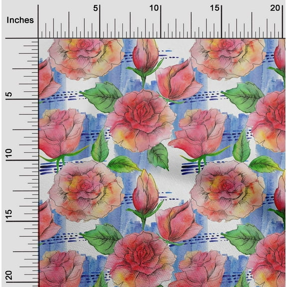 oneOone Georgette Viscose White Fabric Leaves & Flower Floral Diy Clothing Quilting Fabric Print Fabric By Yards 42 Inches Wide