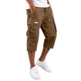 thumbnail image 2 of Below The Knee Shorts for Men Corduroy Long Cargo Shorts Casual 3/4 Length Sweat Capris with Pockets Coffee 3XL, 2 of 7