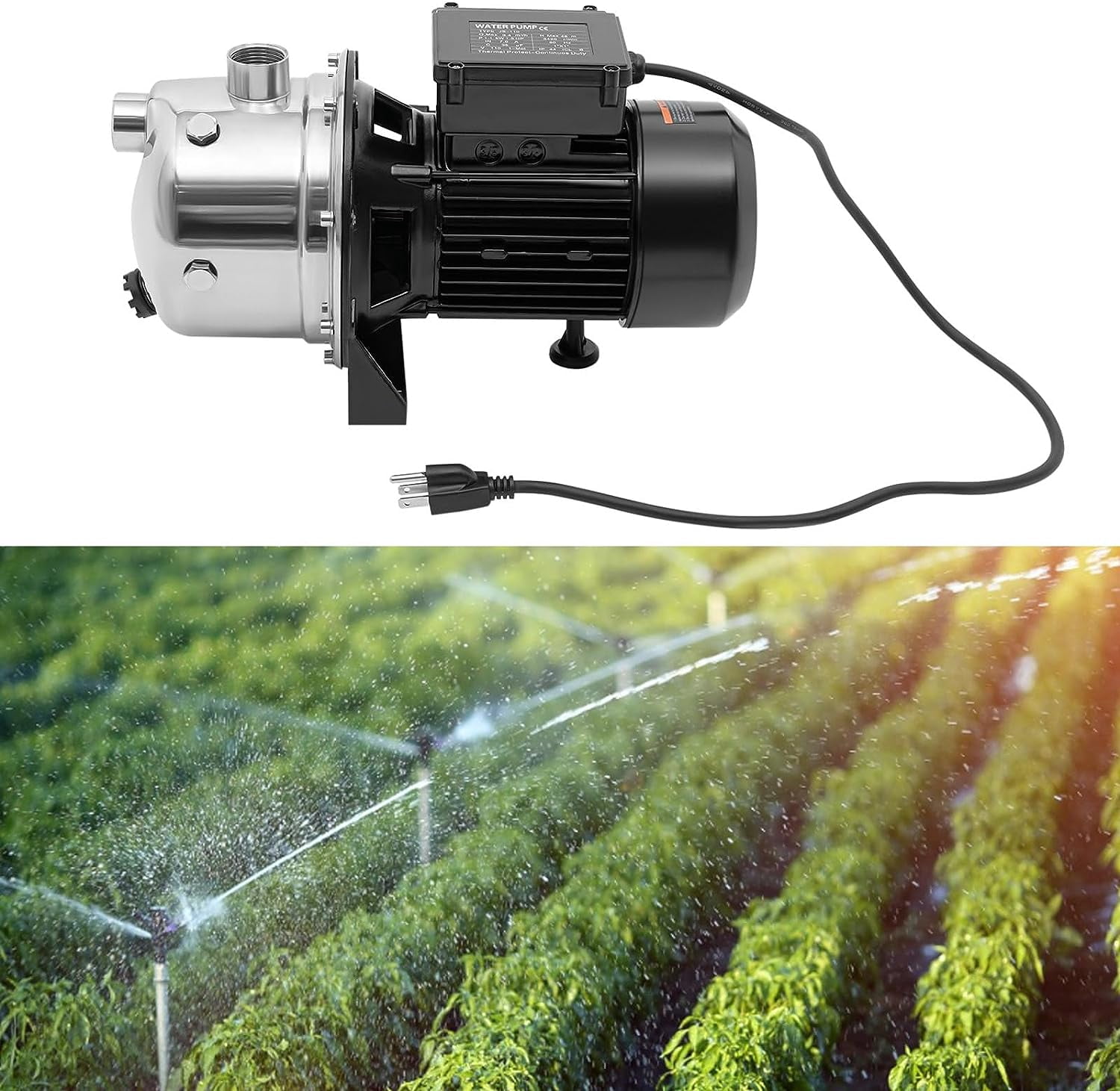 1100W Shallow Well Pump, Garden Jet Pump, 1.5 HP 115V, 1200 GPH 157 ft Head, Stainless Steel Sprinkler Booster Jet Pumps for Garden Lawn Irrigation system, Water Transfer