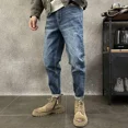 thumbnail image 2 of Pantalones vaqueros ajustados para hombre con bolsillos, pantalones vaqueros para hombre, moda coreana, novedad de verano, estilo coreano, algodón suelto, estilo 2024, talla XS, 2 of 5
