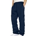 thumbnail image 2 of NIEWTR Cargo Pants for Men,Relaxed Fit Mens Pants,Elastic Waist Multiple Pockets Trousers Fall Winter Pants (Dark Blue,L), 2 of 9
