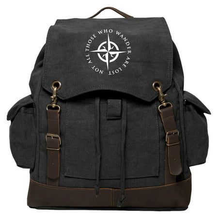 LOTR Not All Those Who Wander Are Lost Rucksack Backpack with Leather