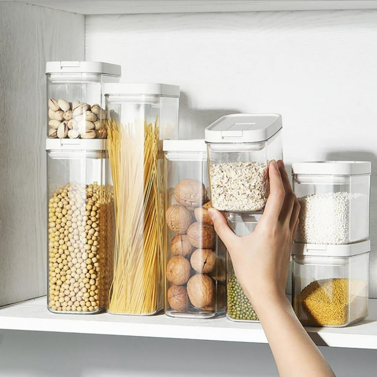 Airtight Food Storage Containers White, 7pcs Plastic Cereal Containers with Easy Lock Lids for Kitchen Pantry, Organization and Storage, BPA Free 