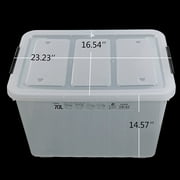 Idomy 4-Pack 70 L Large Clear Storage Boxes, Plastic Latching Boxes with Wheels